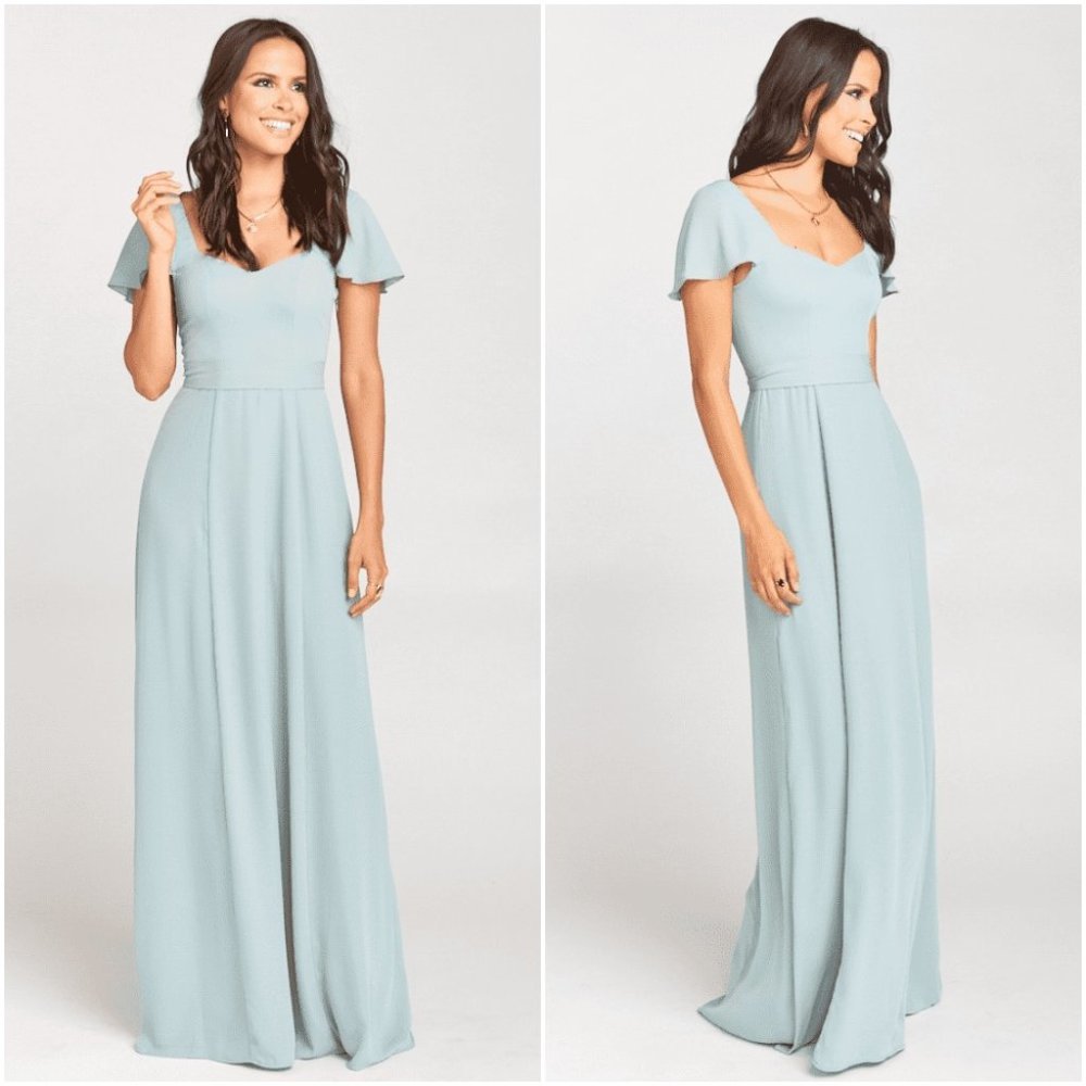 Show Me Your Mumu Light Blue Sweetheart Dress Flutter Sleeves Small